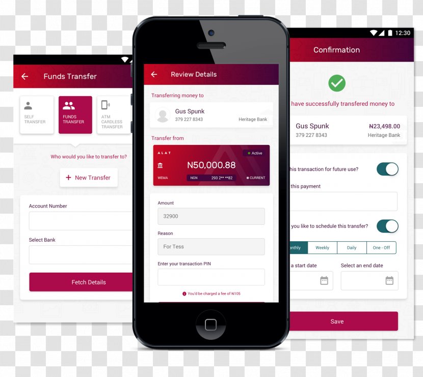 Wema Bank Smartphone Money Saving - Magenta Transparent PNG