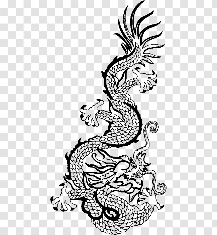 China Chinese Dragon Coloring Book Japanese - Black And White - Zodiac Transparent PNG