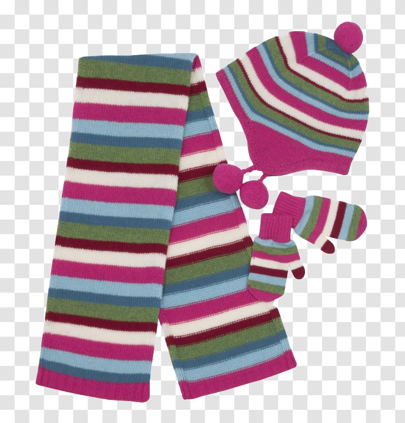 Scarf Hat Glove Clip Art - Magenta - Striped Dress Transparent PNG