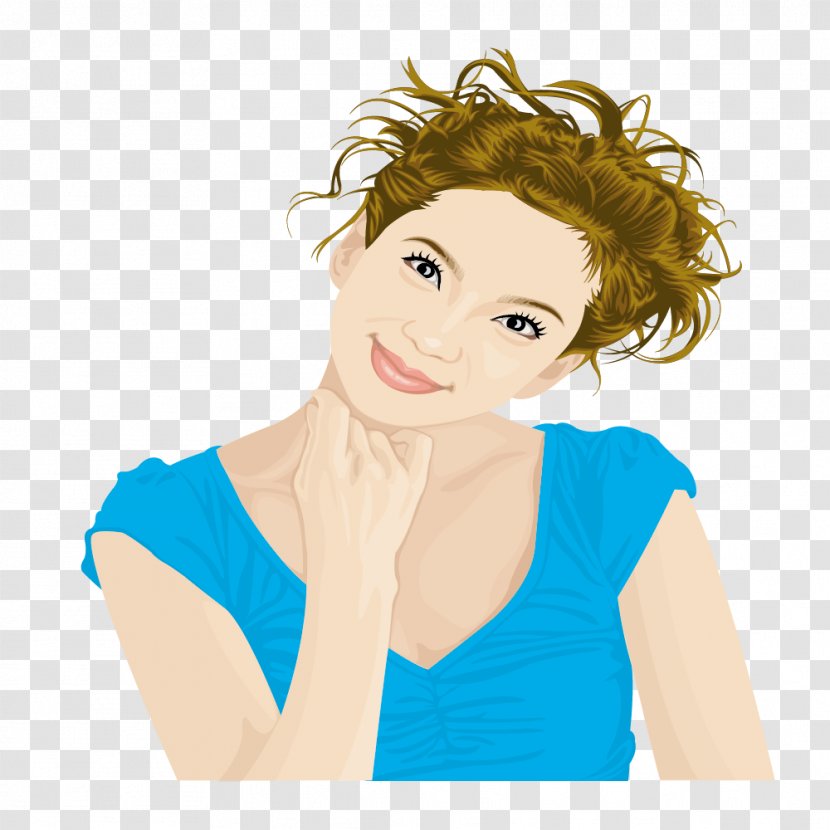 Woman With Short Hair Blue - Silhouette - Cartoon Transparent PNG