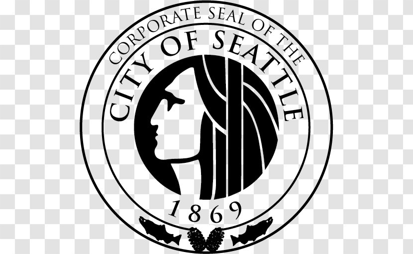 Seal Of Seattle Company Flag - Black - Green Waves Transparent PNG