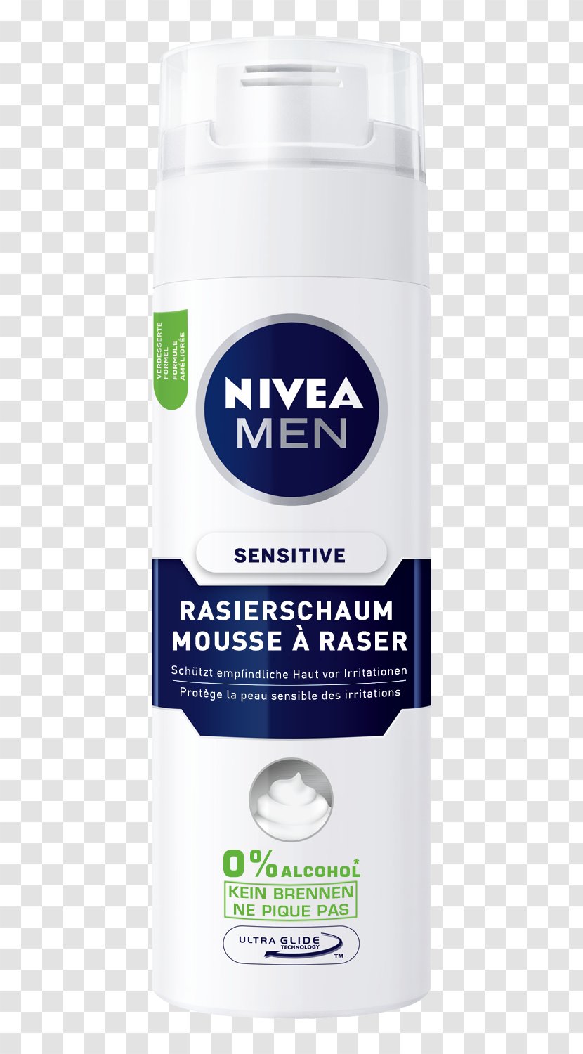 Lotion NIVEA MEN Sensitive Moisturiser Shaving Cream Aftershave - Liquid - Foam Transparent PNG