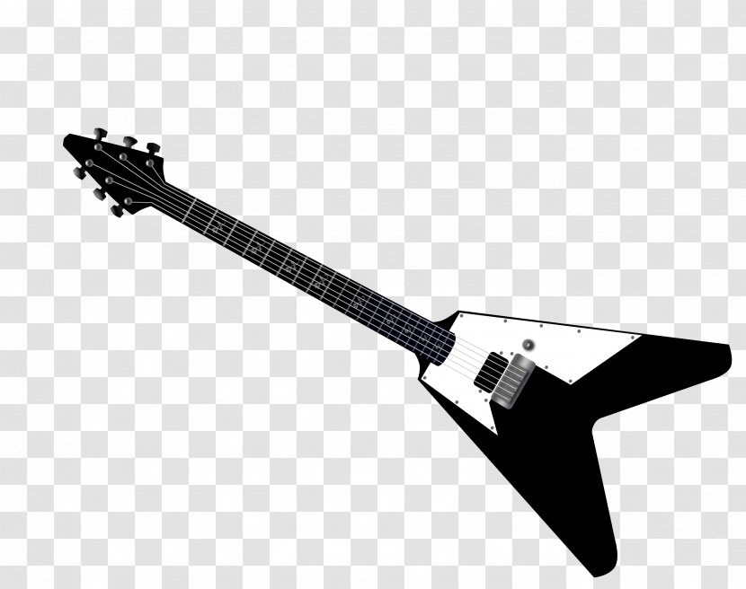 Electric Guitar Bass Musical Instrument - Silhouette - Instruments Black And White Vector Transparent PNG