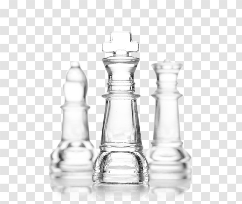 Chess Piece Board Game White And Black In Glass - Tableware Transparent PNG