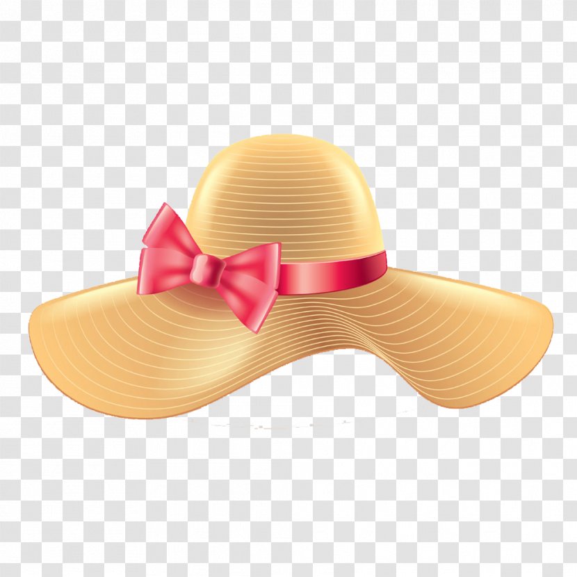 Straw Hat Pith Helmet Sun - Fashion Accessory - Bow Transparent PNG