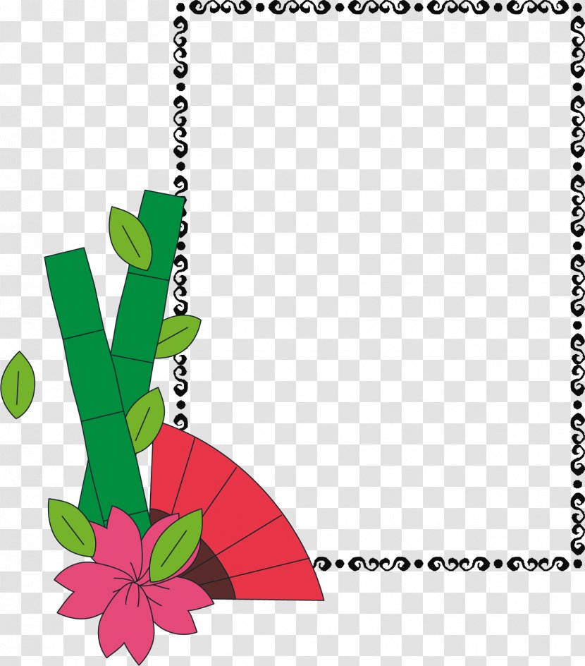 Illustration - Flowering Plant - Simple Vector Japanese Border Transparent PNG