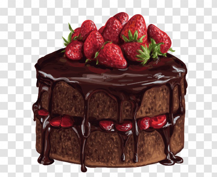 Chocolate Cake Cupcake Birthday Cream Sponge - Flour - Strawberry Transparent PNG