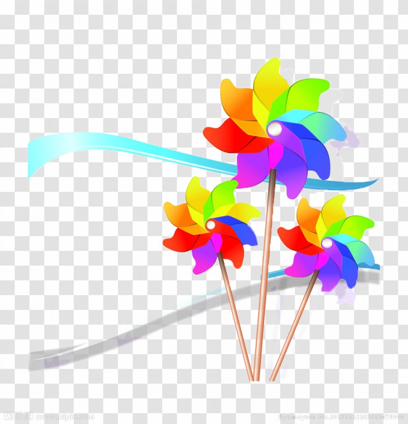 Paper Windmill - Plant Stem - Colorful Transparent PNG
