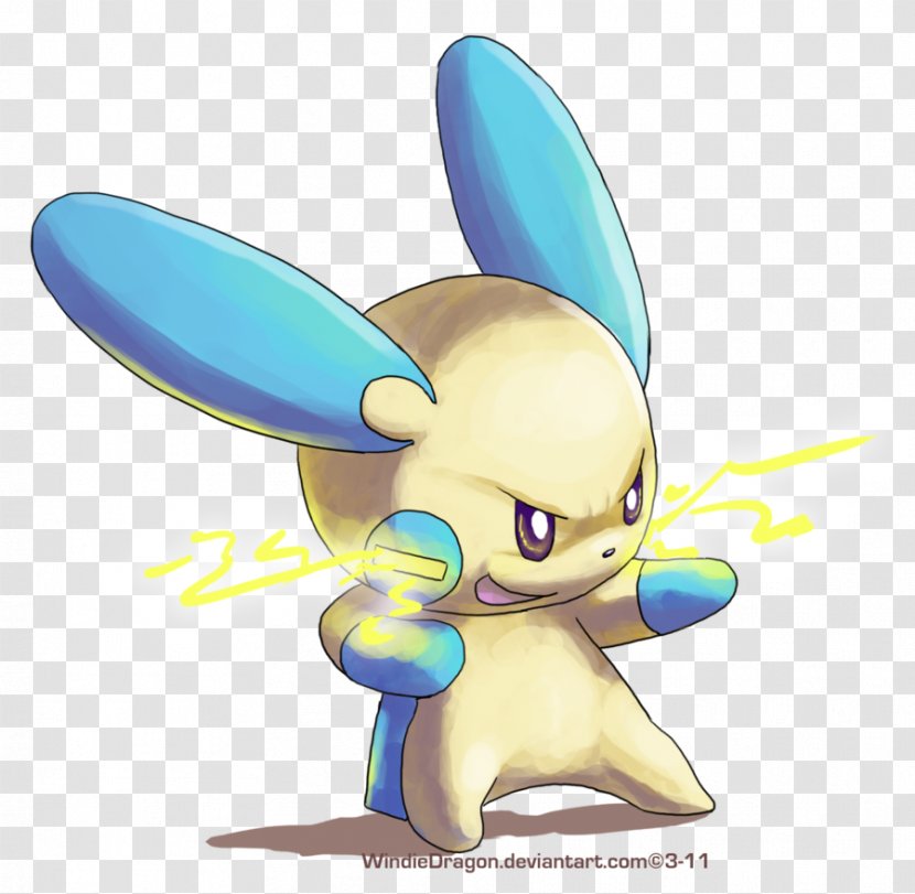 Rabbit Minun Plusle Fan Art Pokémon - Watercolor Transparent PNG