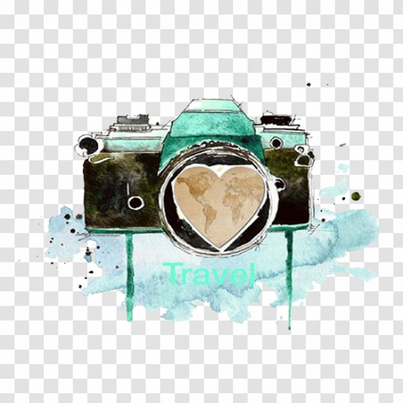 Watercolor Painting Camera Photography Drawing - Turquoise Transparent PNG