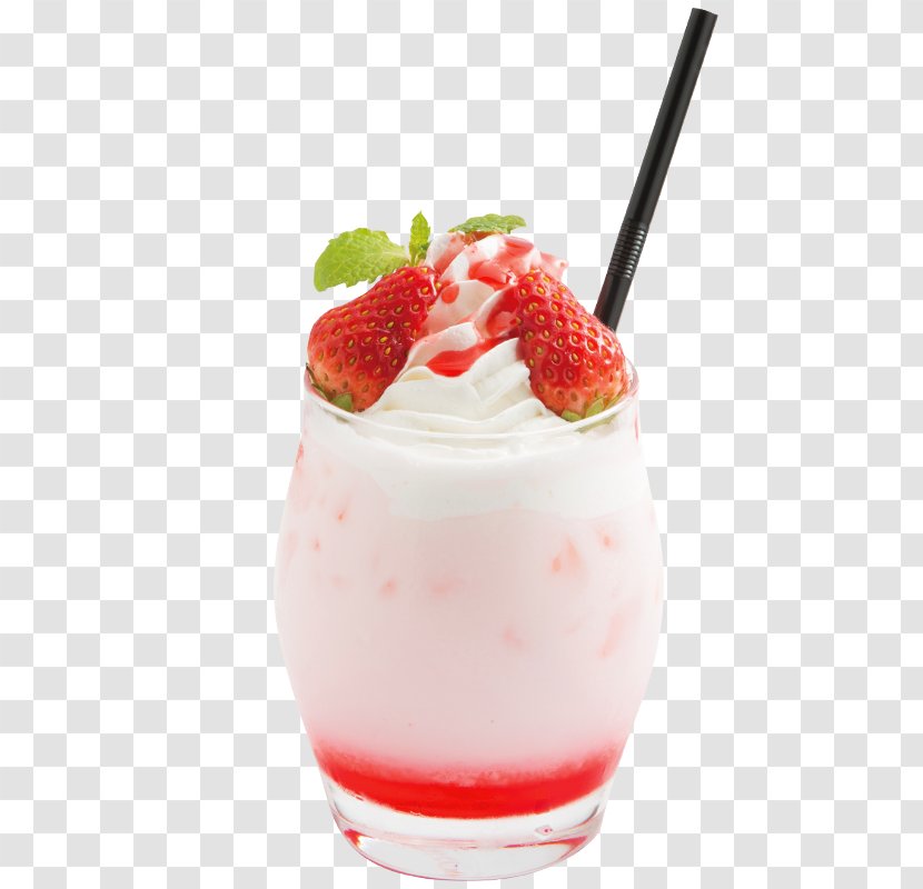 Milkshake Ice Cream Strawberry - Cr%c3%a8me Fra%c3%aeche - Milk Transparent PNG