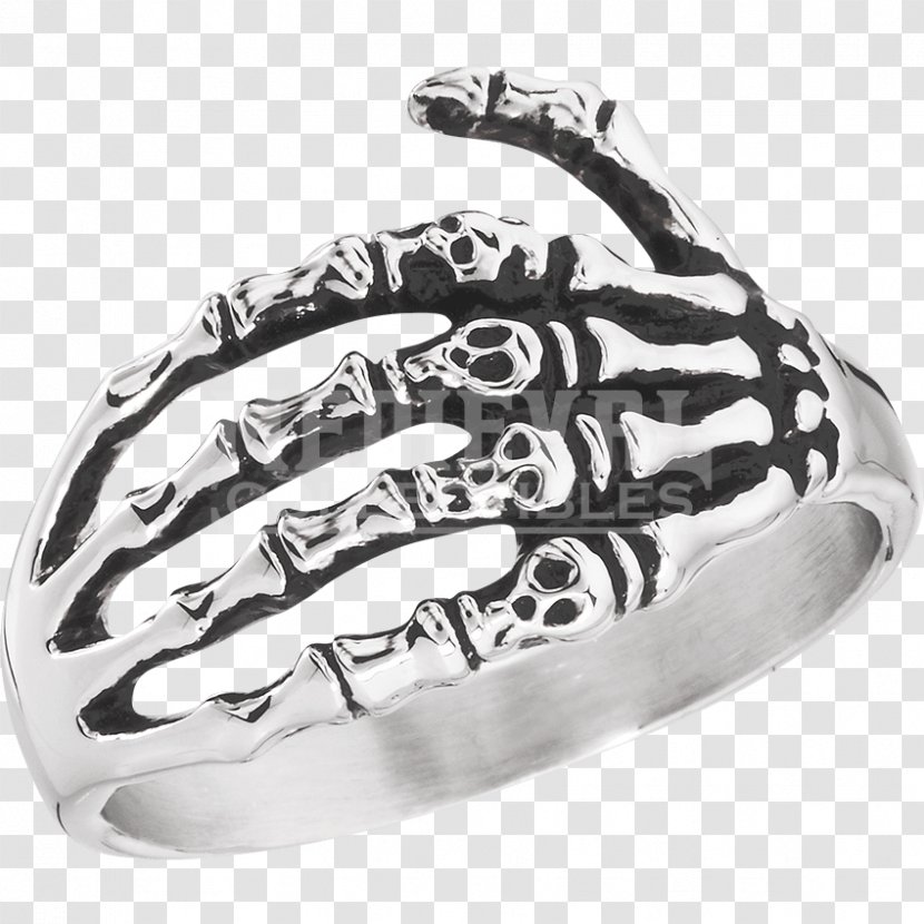 Ring Size Silver Body Jewellery - Skull Transparent PNG