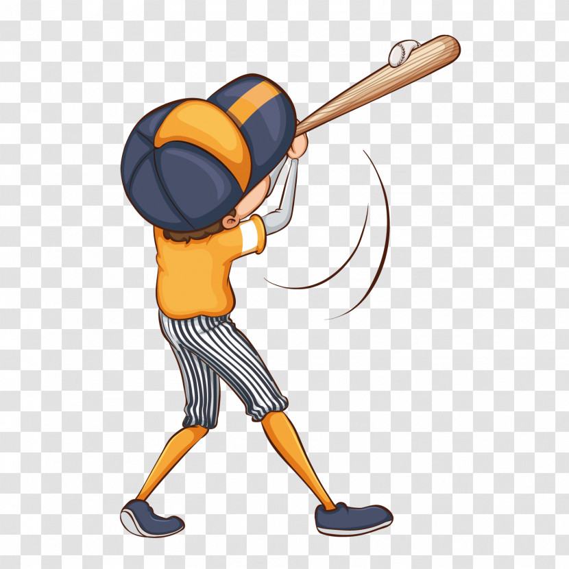 Baseball Bat Solid Swing+hit Baseball Player Cartoon Baseball Transparent PNG
