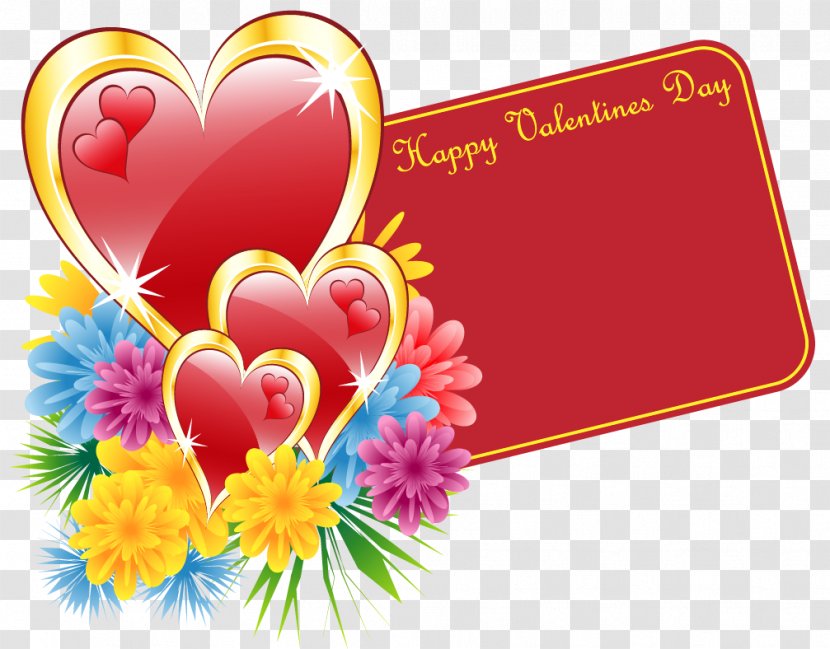Birthday Wish Valentine's Day Friendship Husband - Feeling - Valentine Card With Hearts And Flowers Transparent PNG