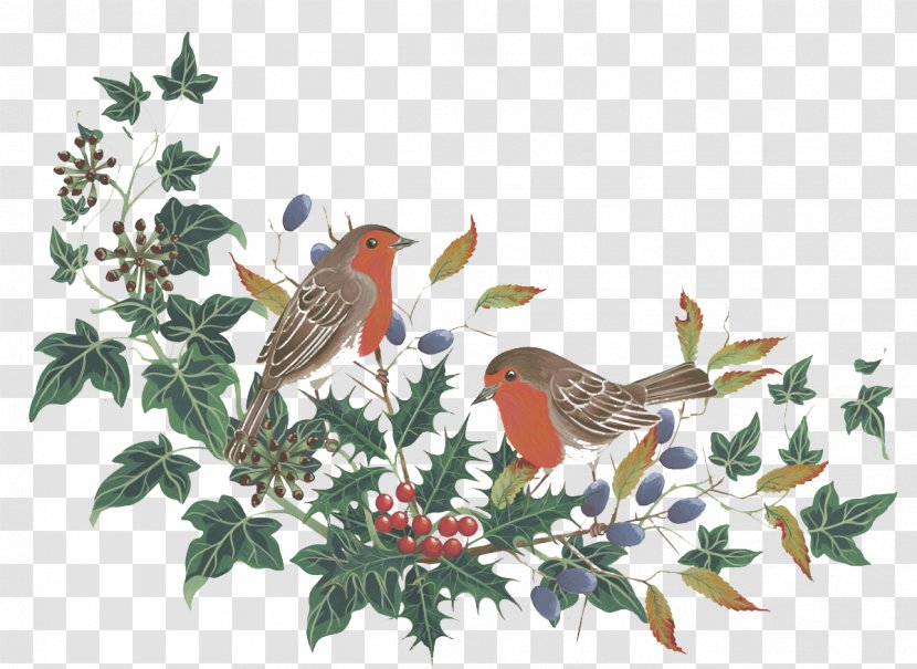 Hand-painted Flowers And Birds Winter Pattern - Painting - Creativity Transparent PNG