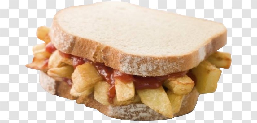 Chip Butty French Fries Fish And Chips British Cuisine White Bread - Junk Food - Sandwich Transparent PNG