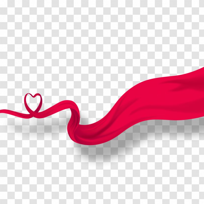 Heart Red Ribbon Illustration - Drawing - Peach Transparent PNG