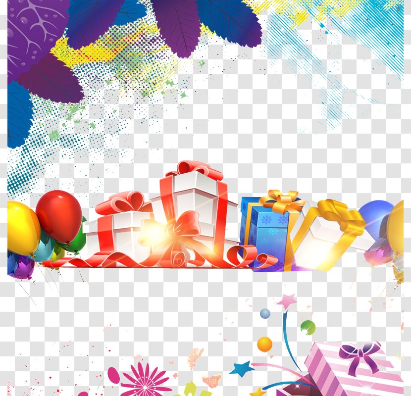 Gift Santa Claus Box Balloon - Ribbon - Chinese New Year Background Color Balloons Transparent PNG