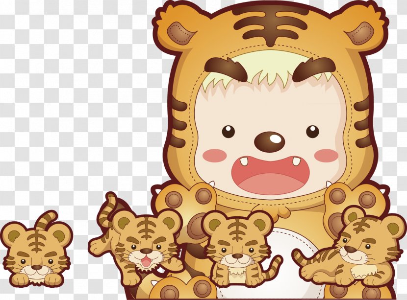 Tiger Cartoon Google Images - Heart - Mother And Baby Transparent PNG