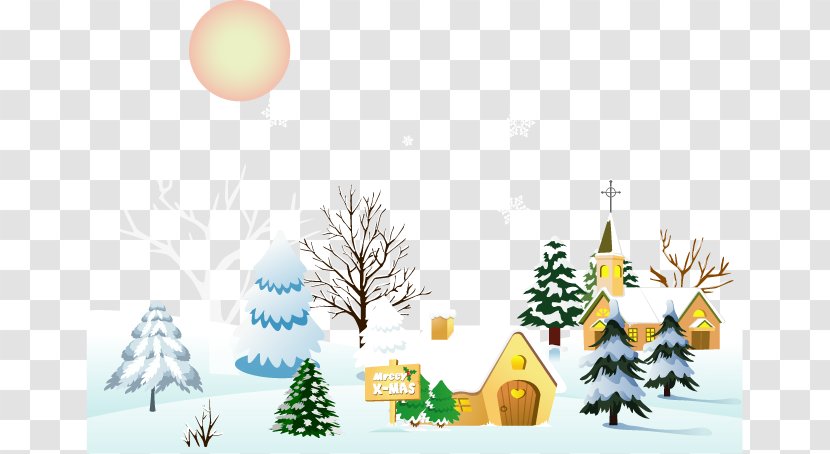 Snow Winter Clip Art - Christmas Decoration - Vector Elements Town Transparent PNG