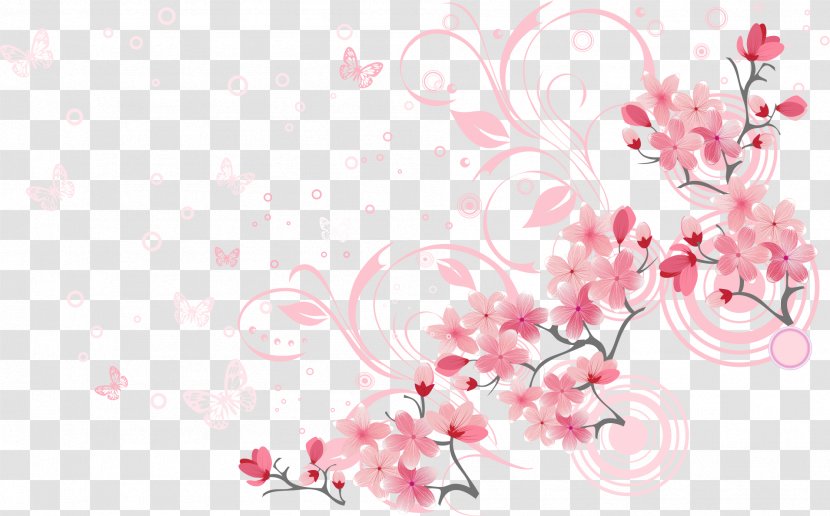 Cherry Blossom Euclidean Vector - Flower - Beautiful Blossoms Transparent PNG