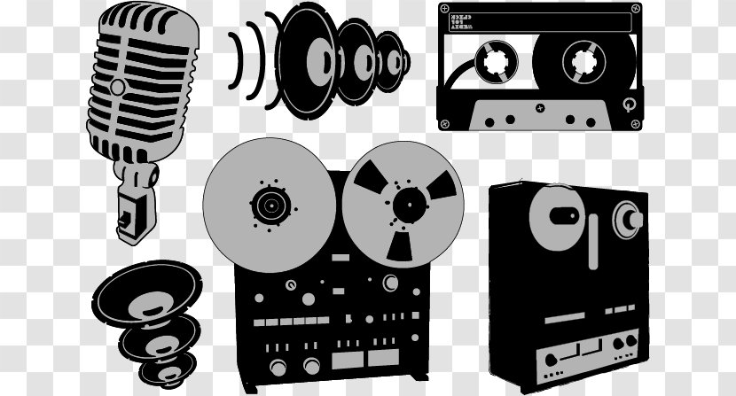Microphone Reel-to-reel Audio Tape Recording Compact Cassette Equipment - Video Cameras - Vector Megaphone Transparent PNG