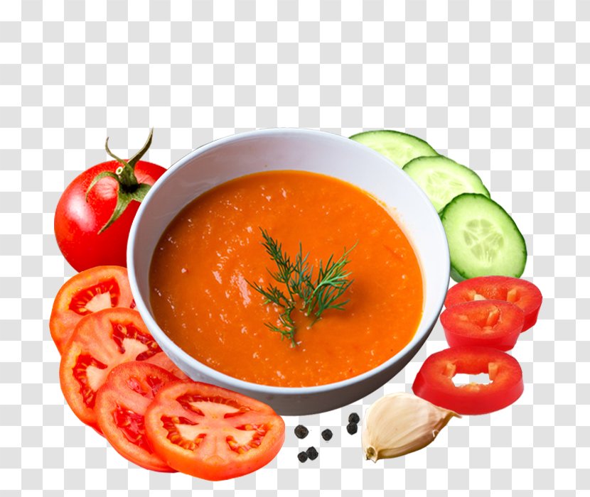 Tomato Soup Gazpacho Vegetarian Cuisine Vegetable Garnish Transparent PNG