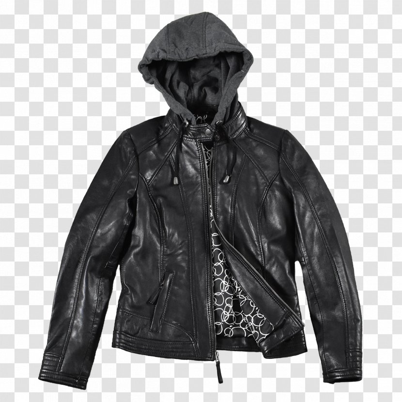 Leather Jacket Hoodie Sweater - With Hood Transparent PNG