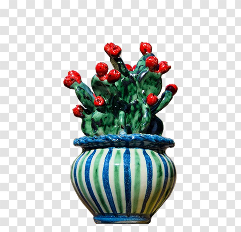 Ceramica Di Caltagirone Cachepot Cactaceae Barbary Fig - Via Frazzetta - Vase Transparent PNG