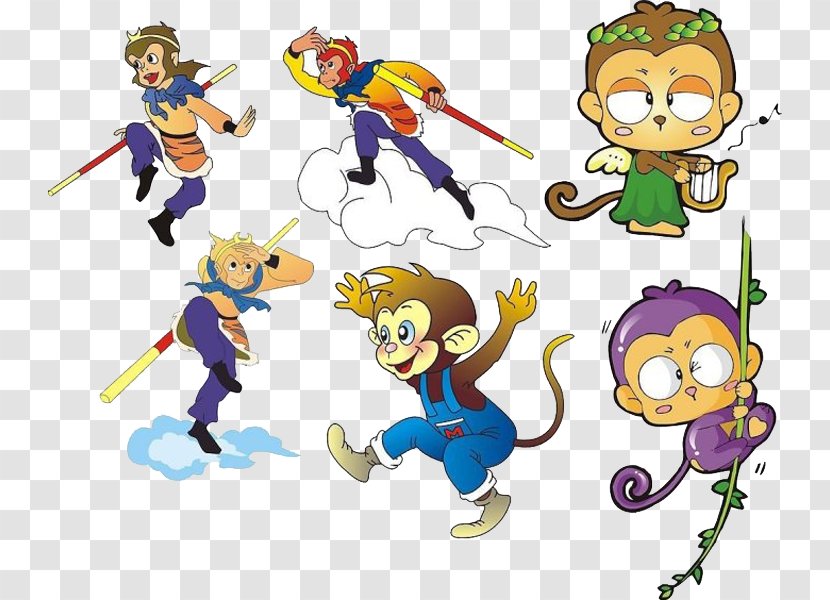 Sun Wukong Mount Huaguo Monkey Clip Art - Area - Cartoon Vector Transparent PNG