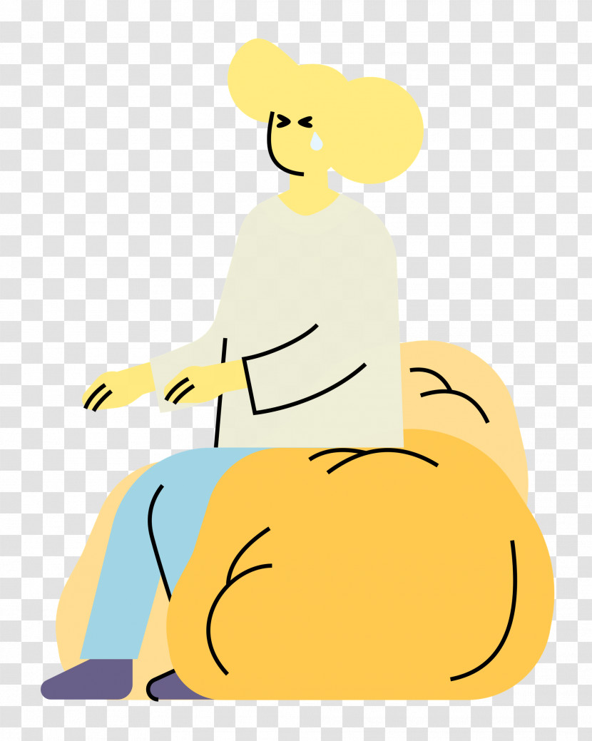 Cartoon Yellow Joint Sitting Happiness Transparent PNG