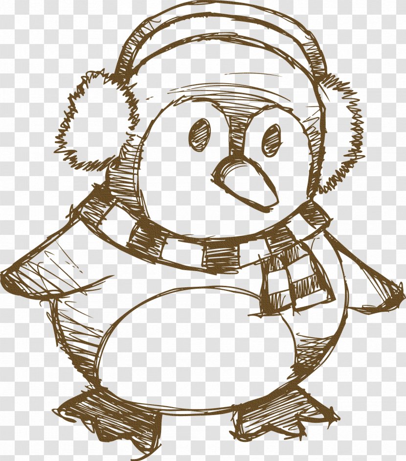 Penguin Drawing Christmas Reindeer - Art Transparent PNG