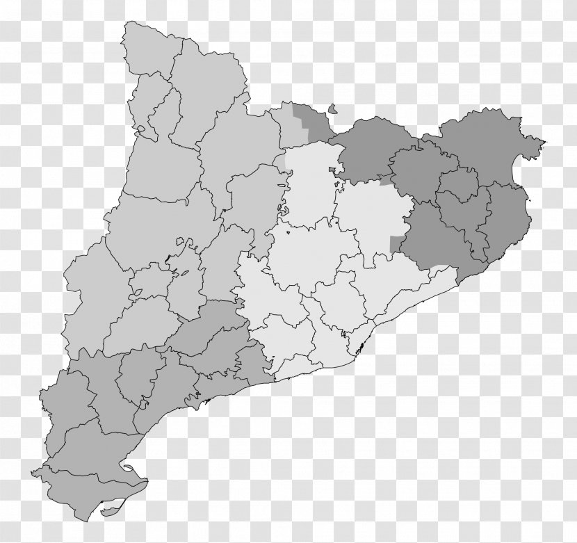 Barcelona Tarragona Osor, Girona Catalan Independence Movement Map - Black And White Transparent PNG