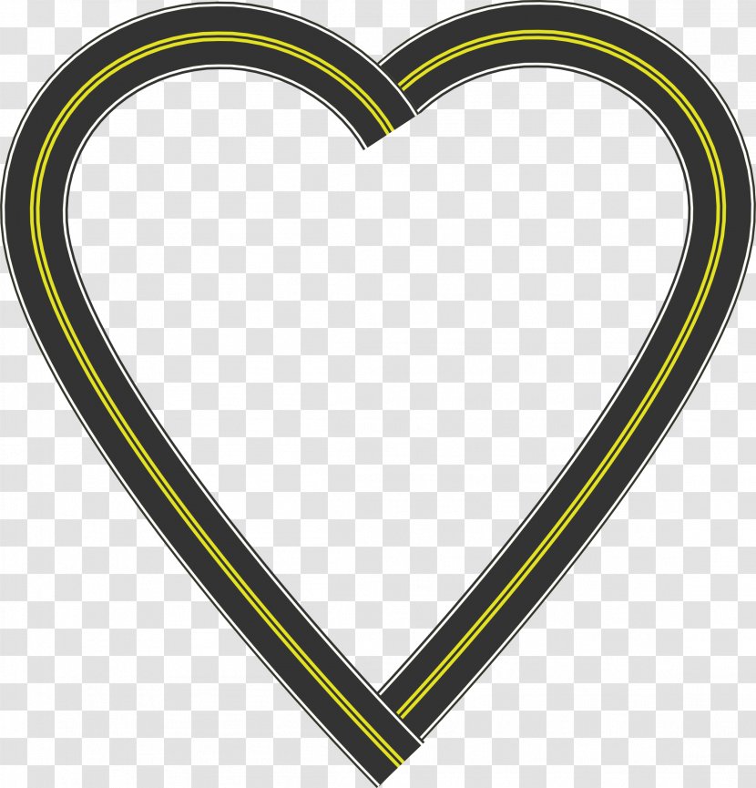 Clip Art Openclipart Heart Image Road - Bicycle - Love Outline Transparent PNG