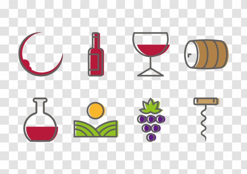 Red Wine Glass Common Grape Vine Icon - Grapes Element Vector Transparent PNG