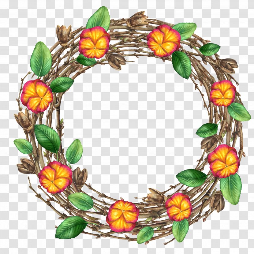 Wreath Floral Design Flower - Yellow Garland Transparent PNG