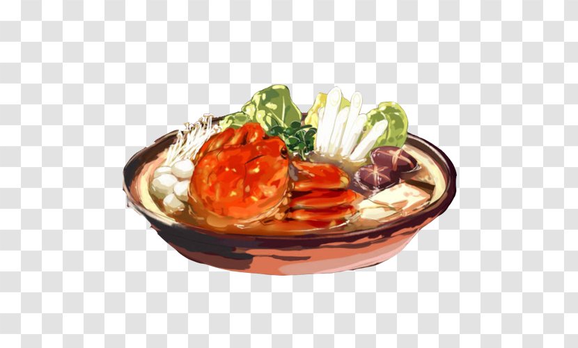 Crab Asian Cuisine Seafood - Dishware - Soup Hand Painting Material Picture Transparent PNG