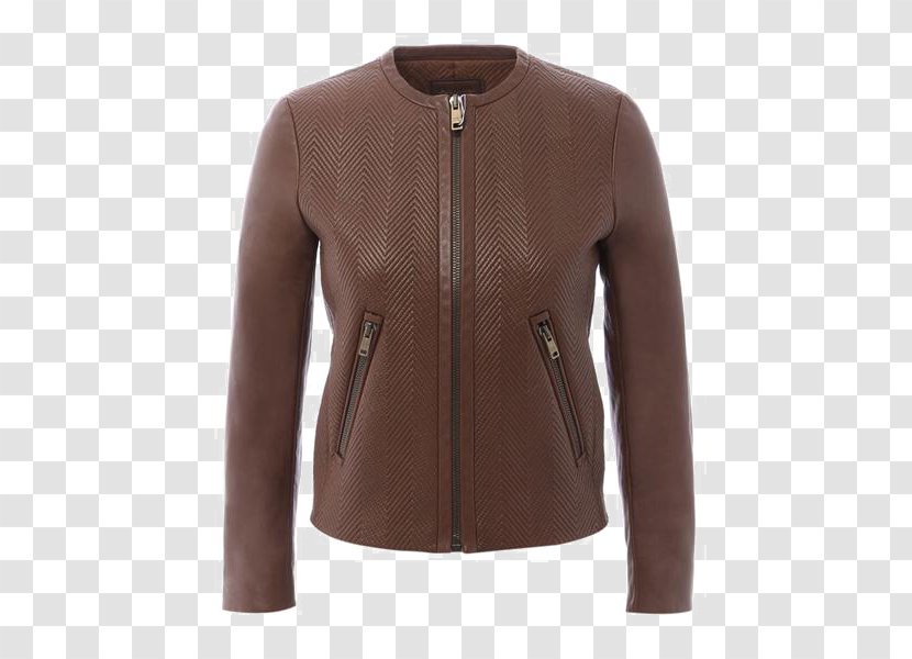 Sweater Zipper Flight Jacket Fashion Leather - Sleeve - Ms. Long-sleeved Round Neck Design Transparent PNG