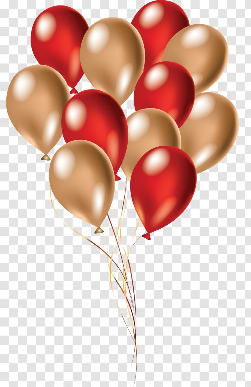 Balloon Birthday Red Clip Art - Gold - Balloons Transparent PNG