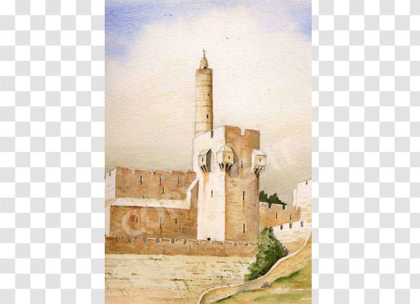 Tower Of David Watercolor Painting Steeple Historic Site - Stock Photography Transparent PNG