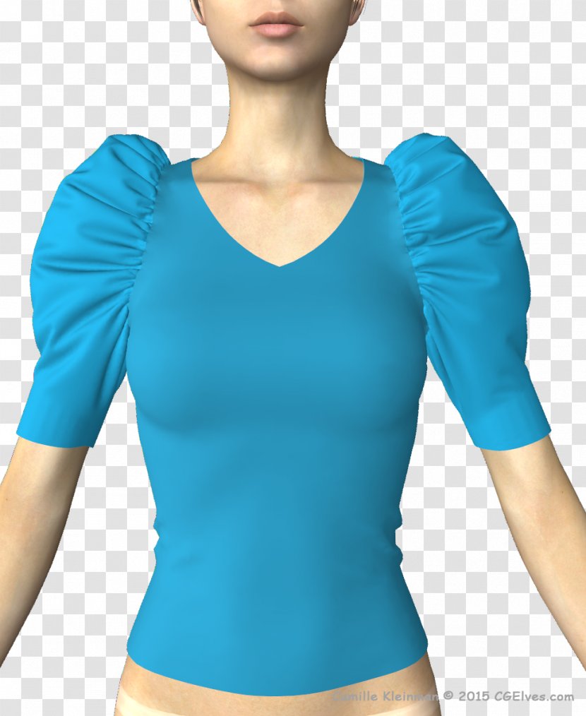 T-shirt Turquoise Sleeve Electric Blue Aqua - Silhouette - Mutton Transparent PNG