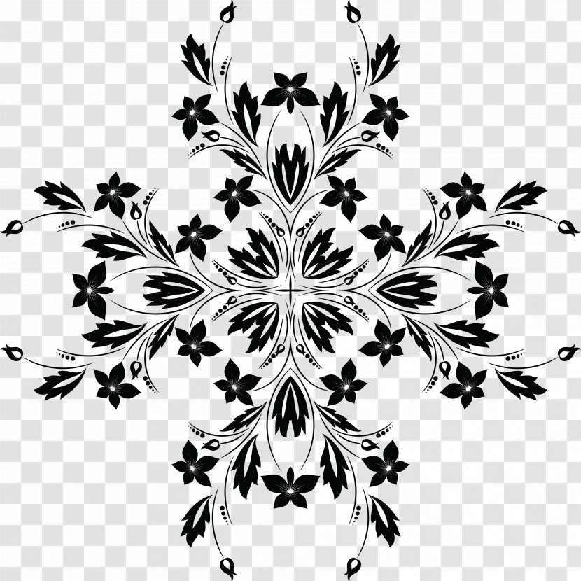 Black And White Clip Art - Symmetry - Vector Flower Vine Transparent PNG