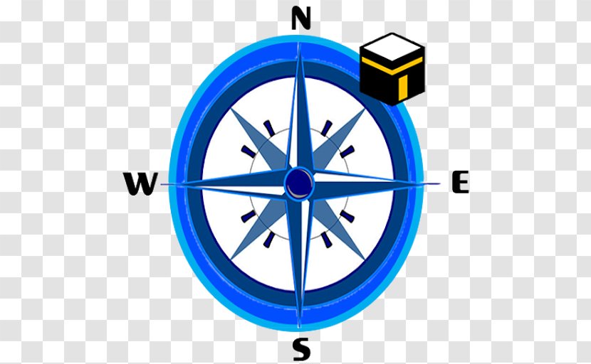 Compass Rose - Wheel - Wall Clock Electric Blue Transparent PNG