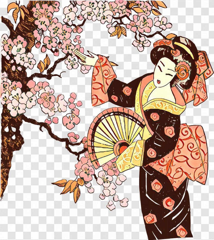 Cherry Blossom - Geisha - Plant Costume Transparent PNG