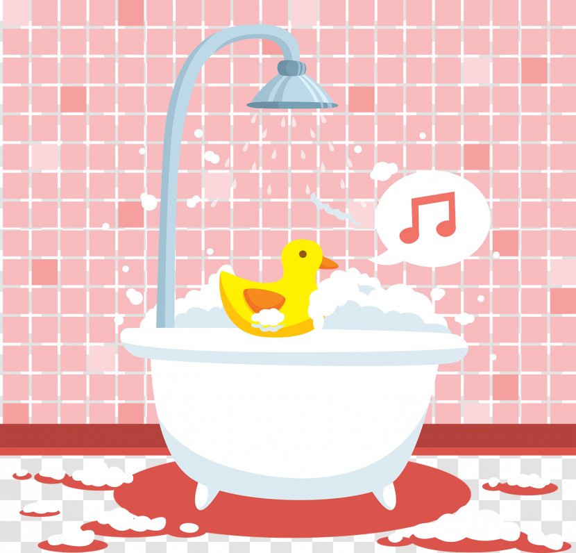 Bathtub Bathing Foam - Tap - Pink Cute Vector Transparent PNG