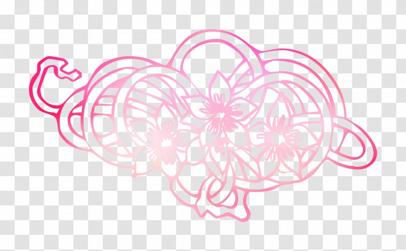 Clip Art Illustration Pink M Pattern Line - Flower - Frame Transparent PNG