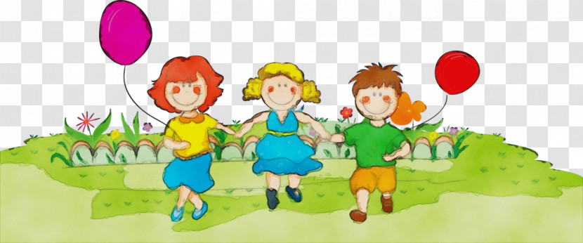 Child Cartoon People Play Green Transparent PNG