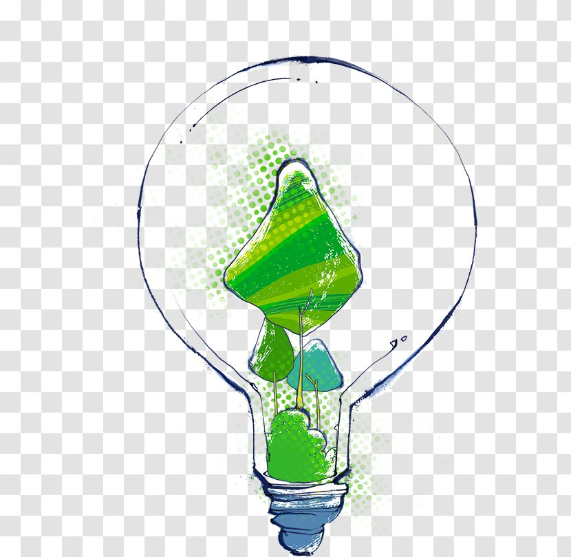 Incandescent Light Bulb Environmental Protection Green Illustration - Template - Idea Transparent PNG
