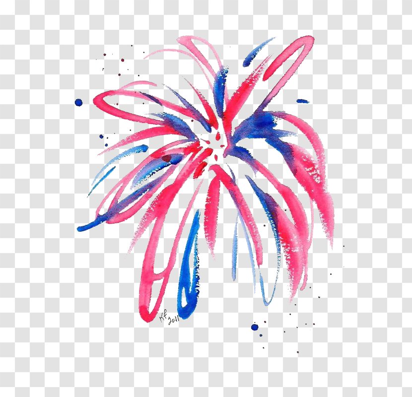 Watercolor Painting Clip Art Fireworks Drawing Tattoo - Independence Day - Exquisite Transparent PNG