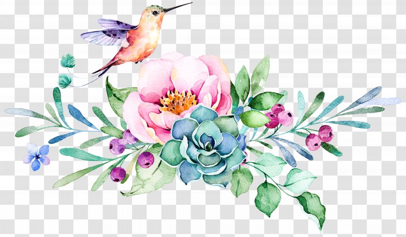 Flower Bouquet Flyer Gift Menu Paper - Yellowbird Watercolor Transparent PNG